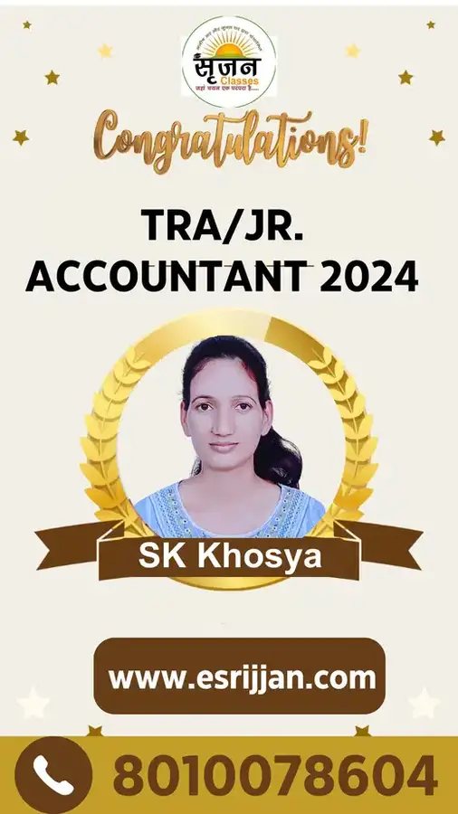 SK Khosya - RSMSSB TRA Junior Accountant 2024 selected student