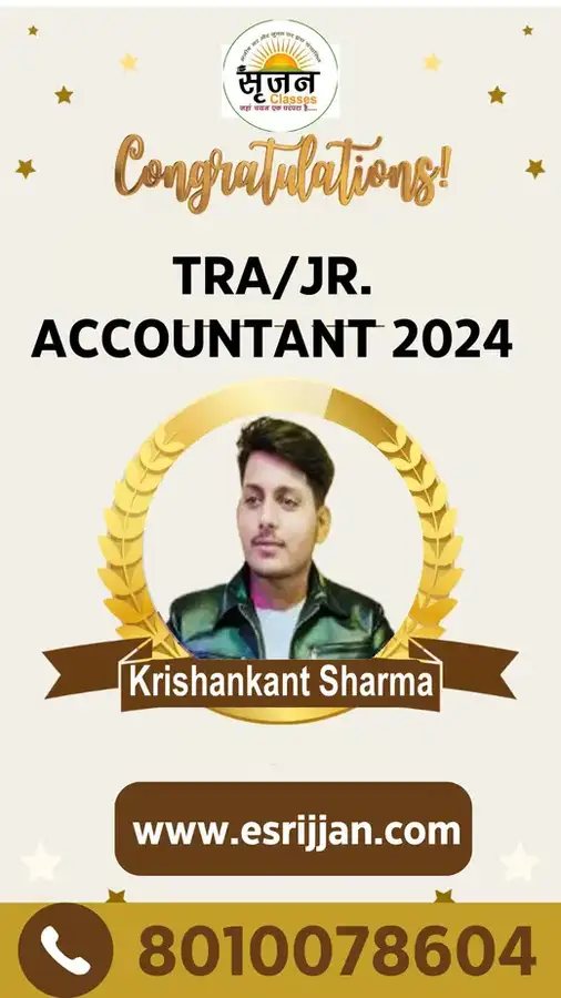 Krishankant Sharma - RSMSSB TRA Junior Accountant 2024 selected student