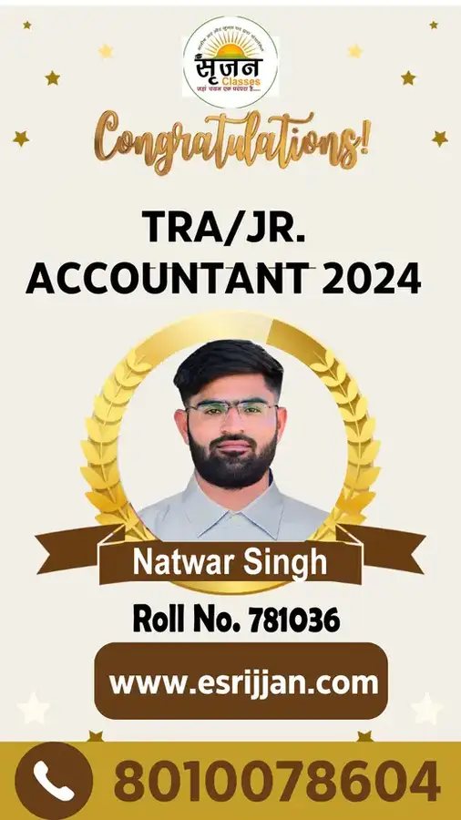 Natwar Singh - RSMSSB TRA Junior Accountant 2024 selected student