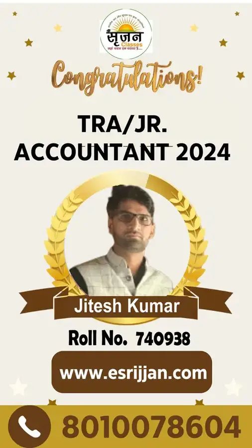 Jitesh Kumar - RSMSSB TRA Junior Accountant 2024 selected student