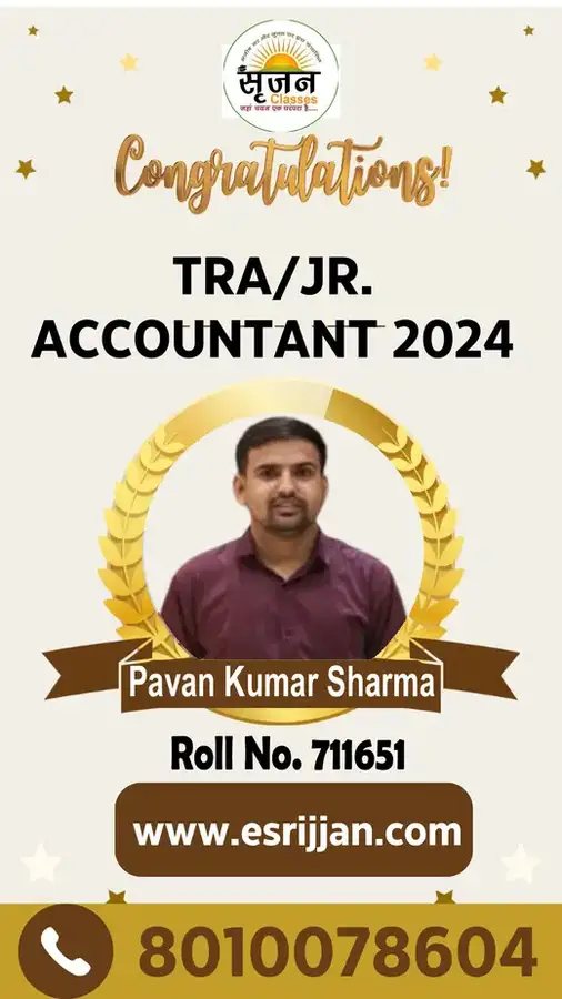 Pavan Kumar Sharma - RSMSSB TRA Junior Accountant 2024 selected student