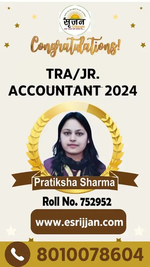 Pratiksha Sharma - RSMSSB TRA Junior Accountant 2024 selected student