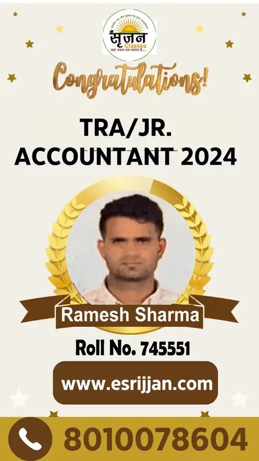 Ramesh Sharma - RSMSSB TRA Junior Accountant 2024 selected student