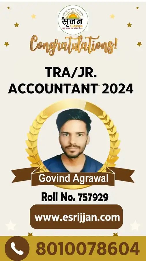 Govind Agrawal - RSMSSB TRA Junior Accountant 2024 selected student