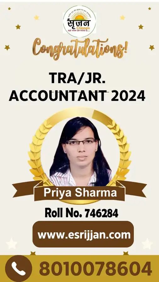 Priya Sharma - RSMSSB TRA Junior Accountant 2024 selected student