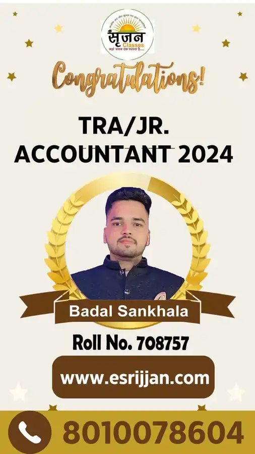 2 Badal Sankhala - RSMSSB TRA Junior Accountant 2024 selected student