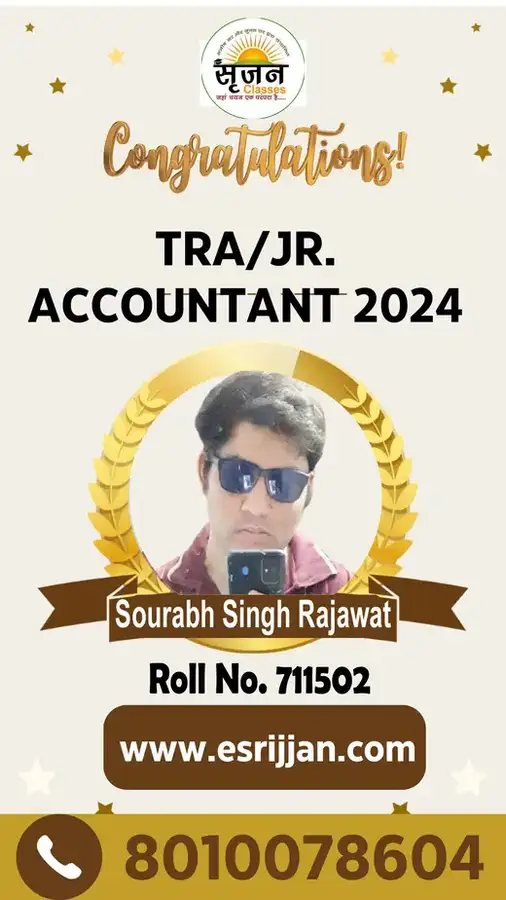 Sourabh Singh Rajawat - RSMSSB TRA Junior Accountant 2024 selected student