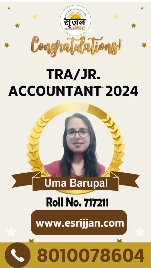 Uma Barupal - RSMSSB TRA Junior Accountant 2024 selected student