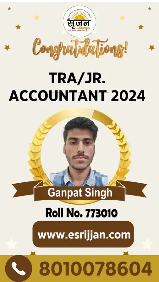 Ganpat Singh - RSMSSB TRA Junior Accountant 2024 selected student