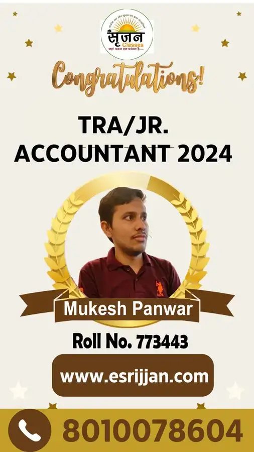 Mukesh Panwar - RSMSSB TRA Junior Accountant 2024 selected student