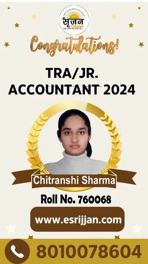 Chitranshi Sharma - RSMSSB TRA Junior Accountant 2024 selected student