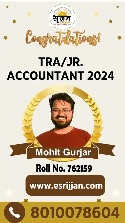 Mohit Gurjar - RSMSSB TRA Junior Accountant 2024 selected student