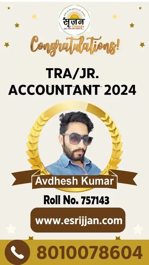 Avdhesh Kumar - RSMSSB TRA Junior Accountant 2024 selected student