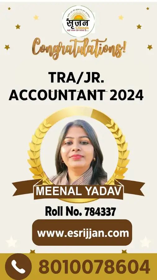 MEENAL YADAV - RSMSSB TRA Junior Accountant 2024 selected student