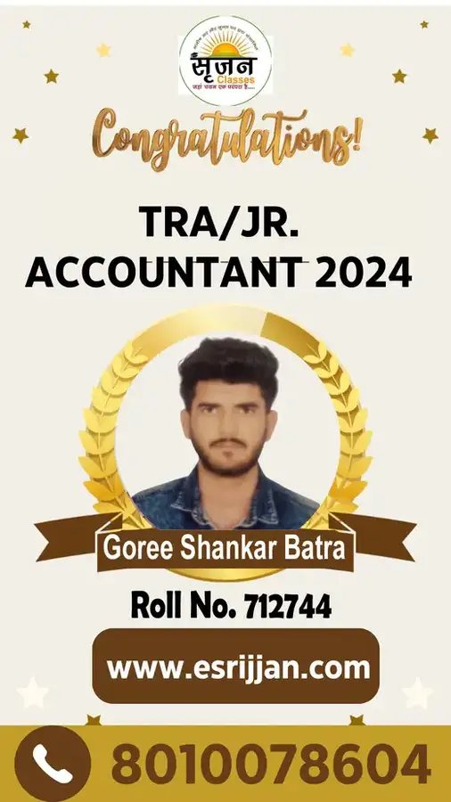 Goree Shankar Batra - RSMSSB TRA Junior Accountant 2024 selected student