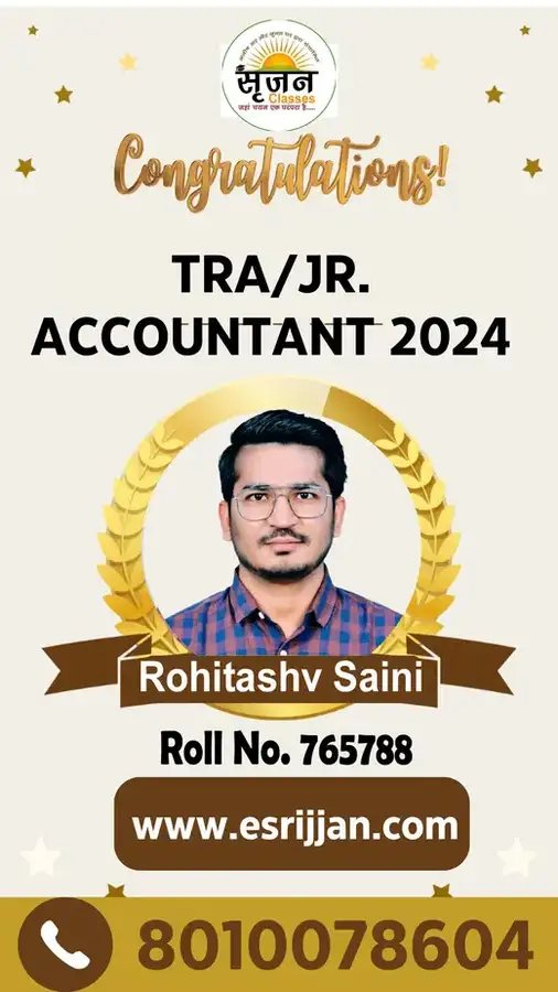 Rohitashv Saini - RSMSSB TRA Junior Accountant 2024 selected student