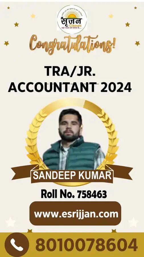 SANDEEP KUMAR - RSMSSB TRA Junior Accountant 2024 selected student