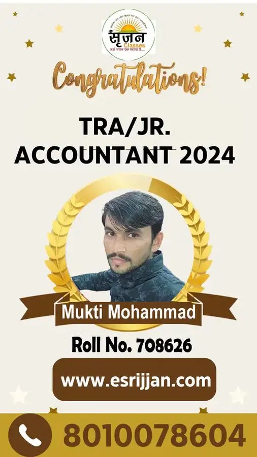 Mukti Mohammad - RSMSSB TRA Junior Accountant 2024 selected student