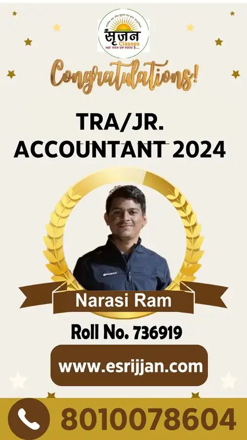 Narasi Ram - RSMSSB TRA Junior Accountant 2024 selected student