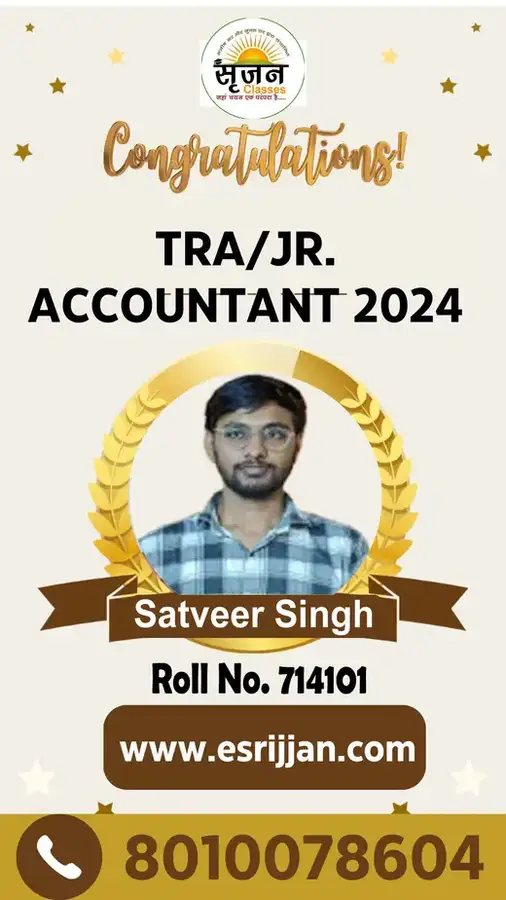 Satveer Singh - RSMSSB TRA Junior Accountant 2024 selected student