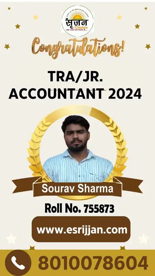 Sourav Sharma - RSMSSB TRA Junior Accountant 2024 selected student