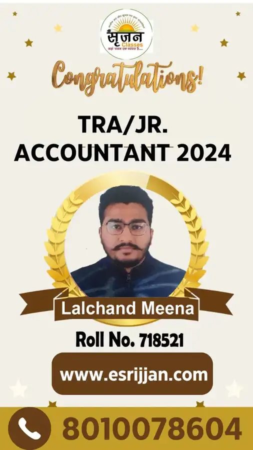 Lalchand Meena - RSMSSB TRA Junior Accountant 2024 selected student