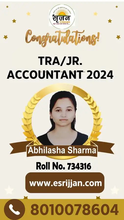 Abhilasha Sharma - RSMSSB TRA Junior Accountant 2024 selected student