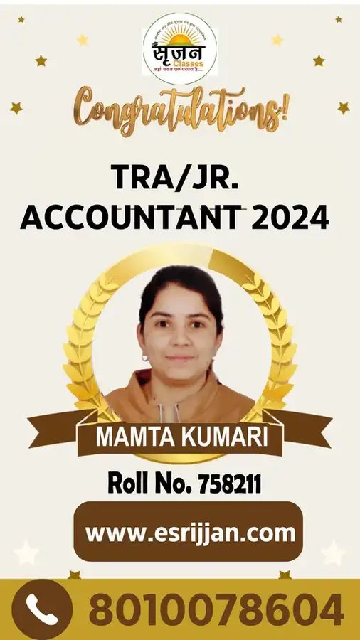 MAMTA KUMARI - RSMSSB TRA Junior Accountant 2024 selected student